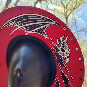 Red Dragon Skull Studded Sun Hat