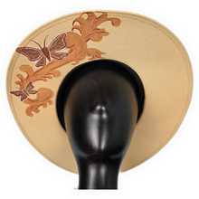 Alternative Sun Hat - Hand Painted Death Head Hawk Moth Tan and Gold Size Medium