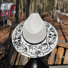 Skulls & Thorns Hand Painted Sun Hat White