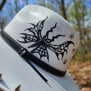 Summer Goth White Studded Sun Hat