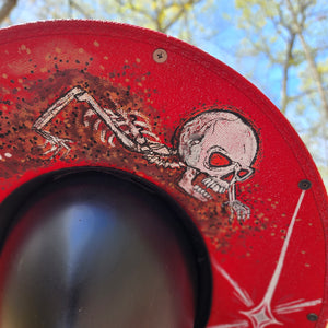 Red Studded Crawling Skeleton Goth Sun Hat