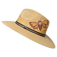 Alternative Sun Hat - Hand Painted Death Head Hawk Moth Tan and Gold Size Medium