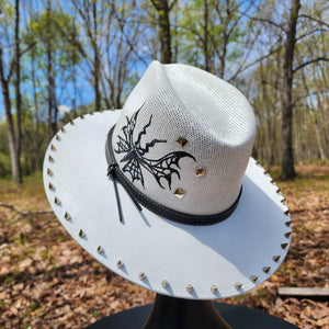 Summer Goth White Studded Sun Hat