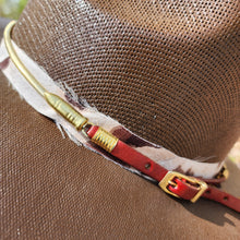 Bullet stud detail on the belt of the hat