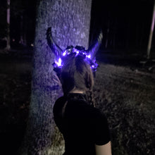 Krampus Demon Horn Headband – LED Light-Up Devil Costume Headdress with Red or Black Roses