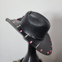 Studded Spiked Cowboy Hat Goth Punk Y'allternative Western Gothic Fashion Accesory Pink Studs Silver Horns