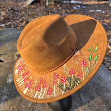 Mystical Mushroom Sun Hat with Dragonfly & Frog Hand Painted