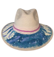 Celestial Fairy Cloud Hand-Painted Vegan Suede Sun Hat with Fairies, Clouds & Dreamy Sky Art