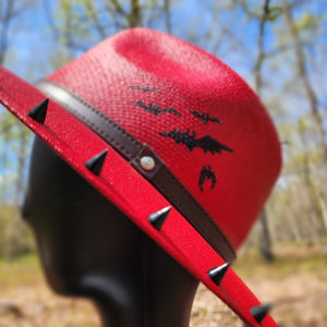 Red Dragon Skull Studded Sun Hat