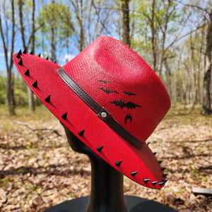 Red Dragon Skull Studded Sun Hat