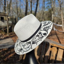 Skulls & Thorns Hand Painted Sun Hat White