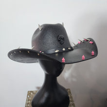 Studded Spiked Cowboy Hat Goth Punk Y'allternative Western Gothic Fashion Accesory Pink Studs Silver Horns