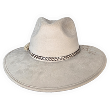 Bat Floral White Suede Sun Hat with Leather Snake Band