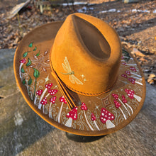 Mystical Mushroom Sun Hat with Dragonfly & Frog Hand Painted