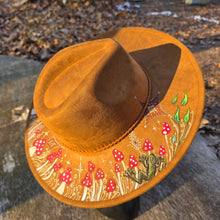 Mystical Mushroom Sun Hat with Dragonfly & Frog Hand Painted