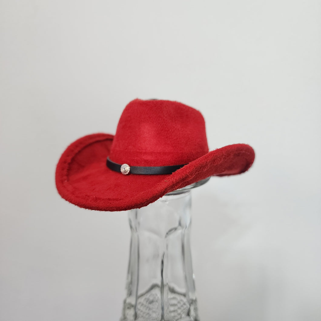 Mini Cowboy Hat with Suction Cup for Windshield Window Dashboard & Toy Doll Accesory