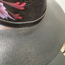 Gothic Sun Hat - Hand Painted Butterly Rose Black & Red (Damage Discount)