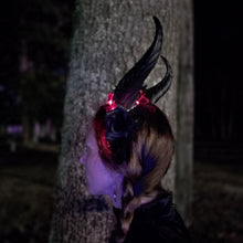Krampus Demon Horn Headband – LED Light-Up Devil Costume Headdress with Red or Black Roses