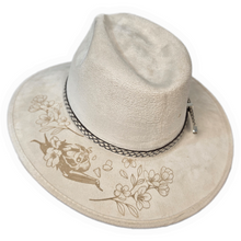 Bat Floral White Suede Sun Hat with Leather Snake Band