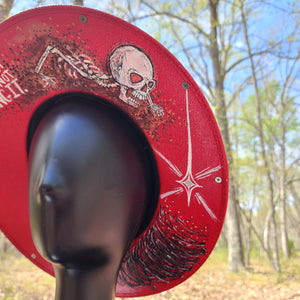 Red Studded Crawling Skeleton Goth Sun Hat