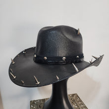 Goth Cowboy Hat Y'allternative Western Gothic Fashion Large Black with Silver and Bronze Skull & Horns