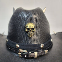 Goth Cowboy Hat Y'allternative Western Gothic Fashion Large Black with Silver and Bronze Skull & Horns