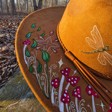 Mystical Mushroom Sun Hat with Dragonfly & Frog Hand Painted