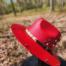 Red Studded Crawling Skeleton Goth Sun Hat