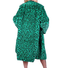 Green Cheetah Print Faux Fur Coat, Costume Jacket
