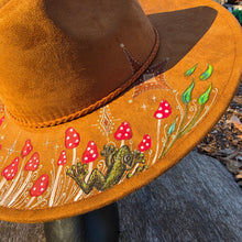 Mystical Mushroom Sun Hat with Dragonfly & Frog Hand Painted