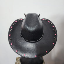 Studded Spiked Cowboy Hat Goth Punk Y'allternative Western Gothic Fashion Accesory Pink Studs Silver Horns