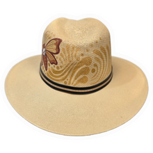 Alternative Sun Hat - Hand Painted Death Head Hawk Moth Tan and Gold Size Medium