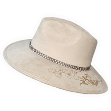 Bat Floral White Suede Sun Hat with Leather Snake Band