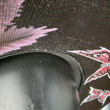 Gothic Sun Hat - Hand Painted Butterly Rose Black & Red (Damage Discount)