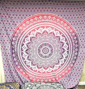 Pink Purple Ferris Mandala Queen Tapestry