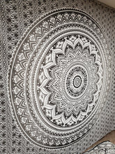 Grayscale Ferris Mandala Queen Tapestry