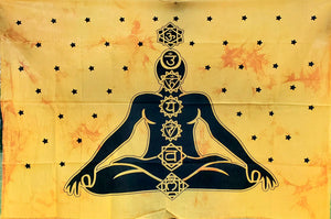 Mini Golden Yoga Chakra Meditation Tapestry