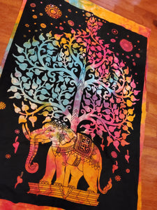 Mini Rainbow Elephant Tree of Life Tapestry