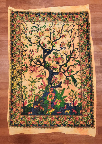 Mini Tree of Life Golden Yellow Tapestry