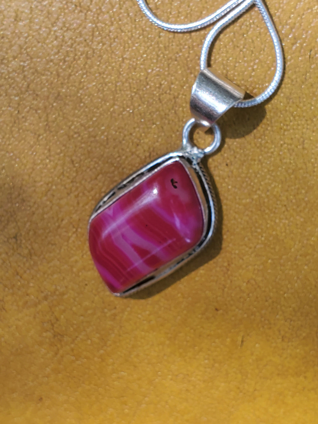 Pink Swatch Gemstone Silver Necklace