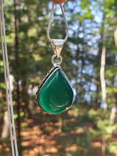 Green Jasper Teardrop Silver Necklace