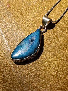 Blue Agate Silver Necklace