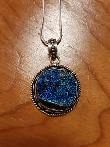 Dark Blue Druzy Necklace