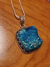 Aquamarine Blue Druzy Necklace