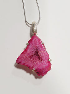 Magenta Pink Agate Slice Druzy Necklaces
