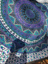Blue Purple Floral Elephant Mandala Tapestry