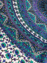 Blue Purple Floral Elephant Mandala Tapestry