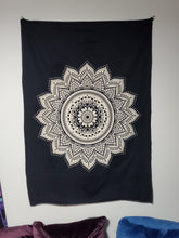 Detail photo of Black and White Mandala Tapestry from Freebird Revolution - Mini Poster Size 30 x 40 inches 