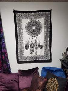Dreamcatcher black and white tapestry from Freebird Revolution - Mini Poster Size 30 x 40 inches 