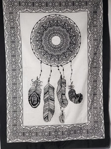 Full picture of Dreamcatcher black and white tapestry from Freebird Revolution - Mini Poster Size 30 x 40 inches 